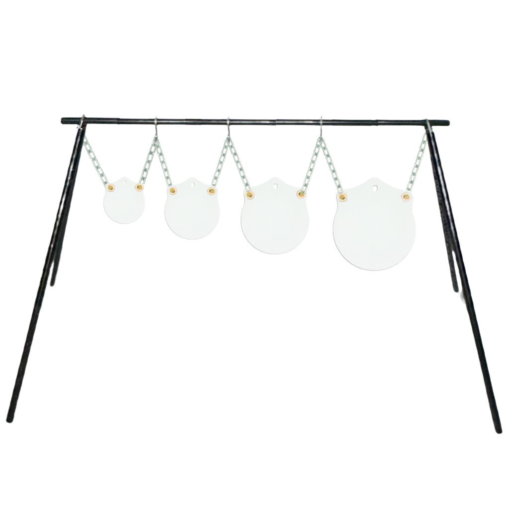 4-Piece Multi-Dimension Gong Set 3/8" AR500 - Pipe Stand - White