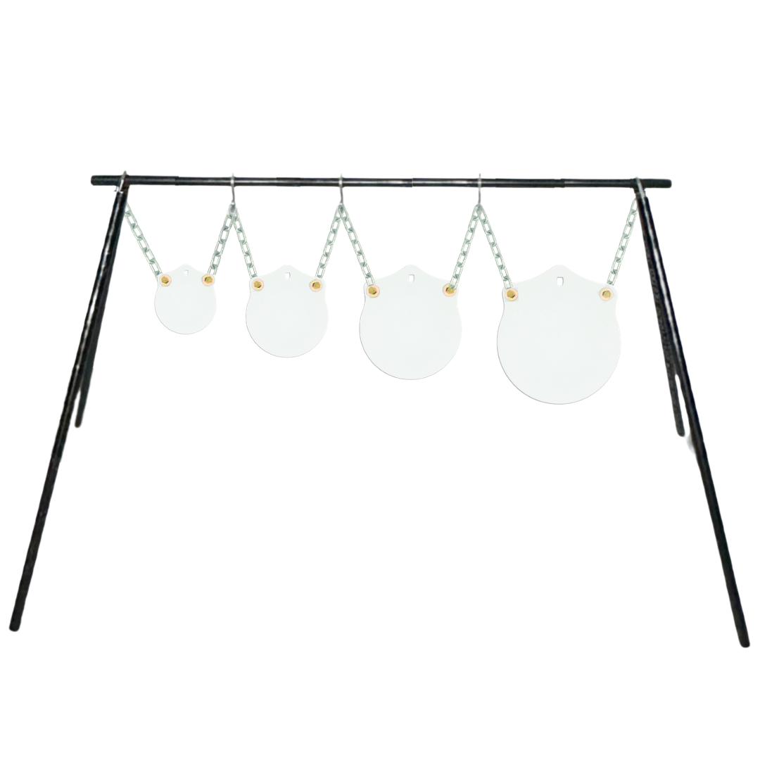 4-Piece Multi-Dimension Gong Set 3/8" AR500 - Pipe Stand - White
