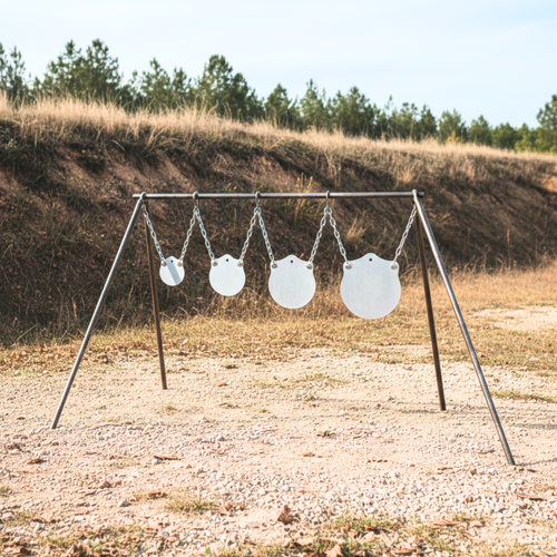 4-Piece Multi-Dimension Gong Set 3/8" AR500 - Pipe Stand - White